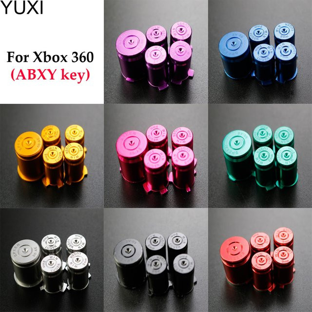 YuXi Aluminium ABXY Tasten und Joystick-Abdeckung Set für Xbox 360 Controller in Schwarz - Bild 1