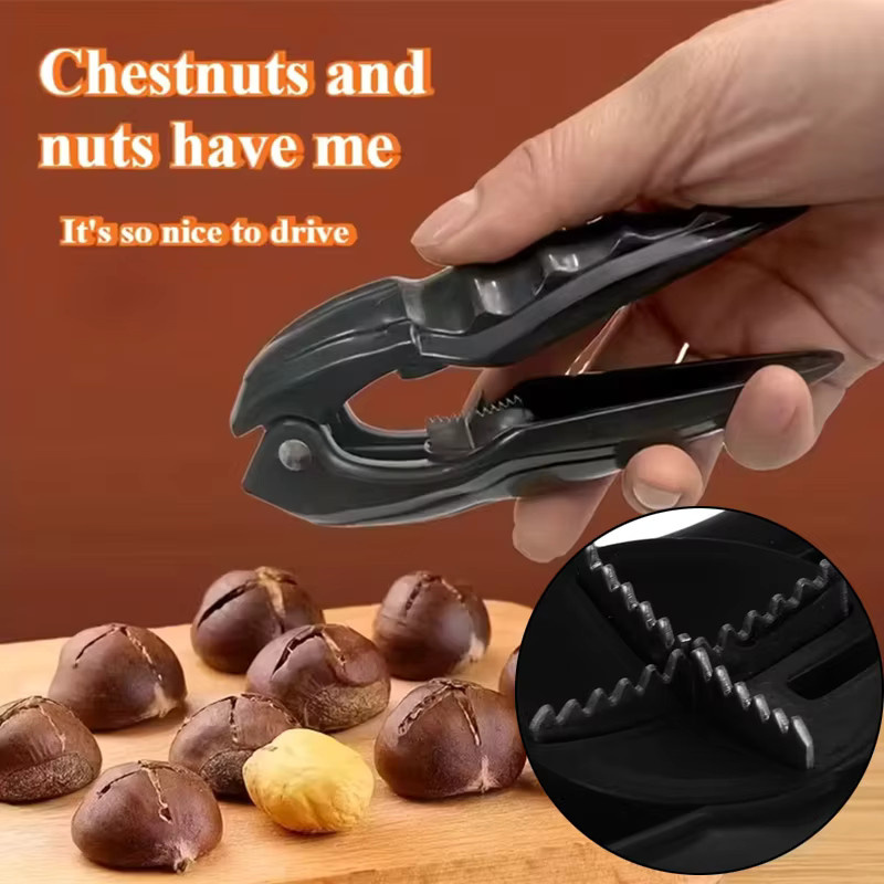 Mehrzweck-Nussknacker als Kastanien-Cracker mit rutschfester Basis und Kunststoffgriff in Schwarz - Bild 3