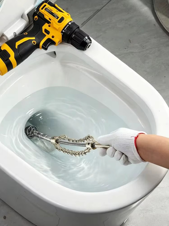 Flex-Schaft-Abflussreiniger mit Kette in Silber mit Schiebe- und Drehfunktion als Rohrreiniger und Verstopfungsentferner für Küche und Bad - Bild 1