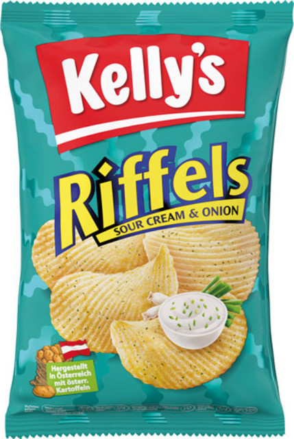 Kelly's Riffels Chips Sour Cream & Onion 130 g - Bild 1