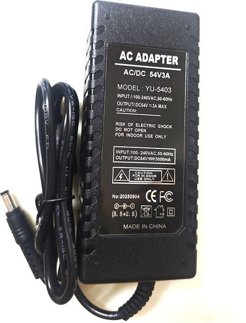 Deexintom Netzteil für 8-Port-POE-Schalter, 54 V, Schwarz, DC 5,5 x 2,5/2,1 mm - Bild 1