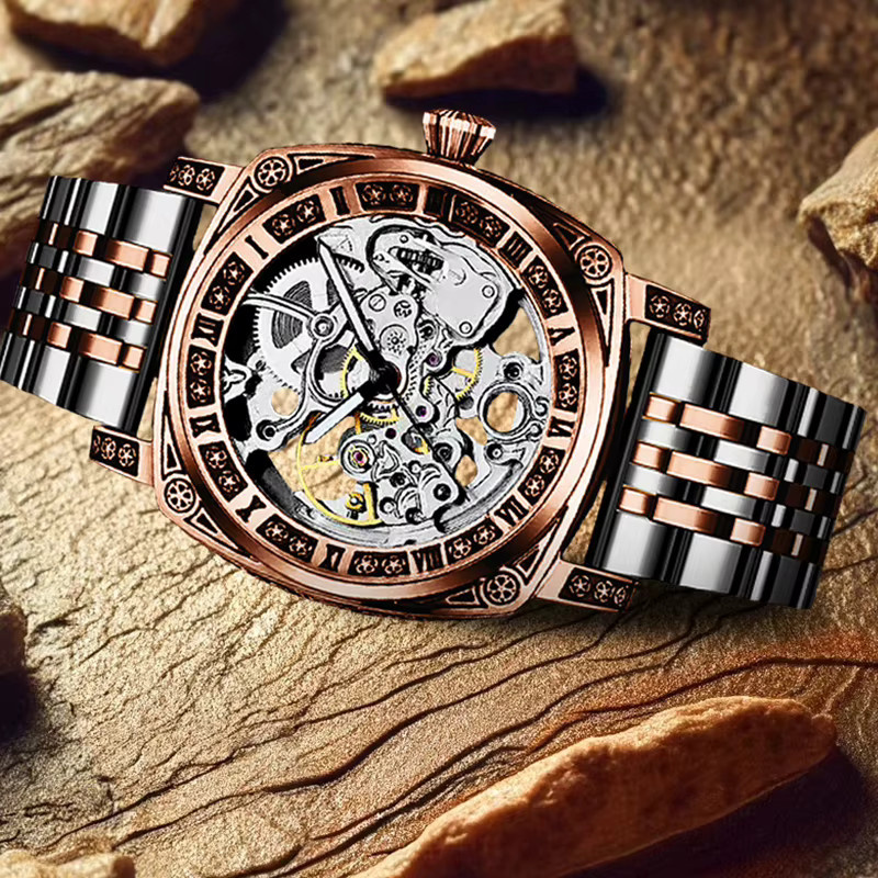 CAROTIF Armbanduhr, Roségold, Edelstahl, Analoguhr, Herren - Bild 3