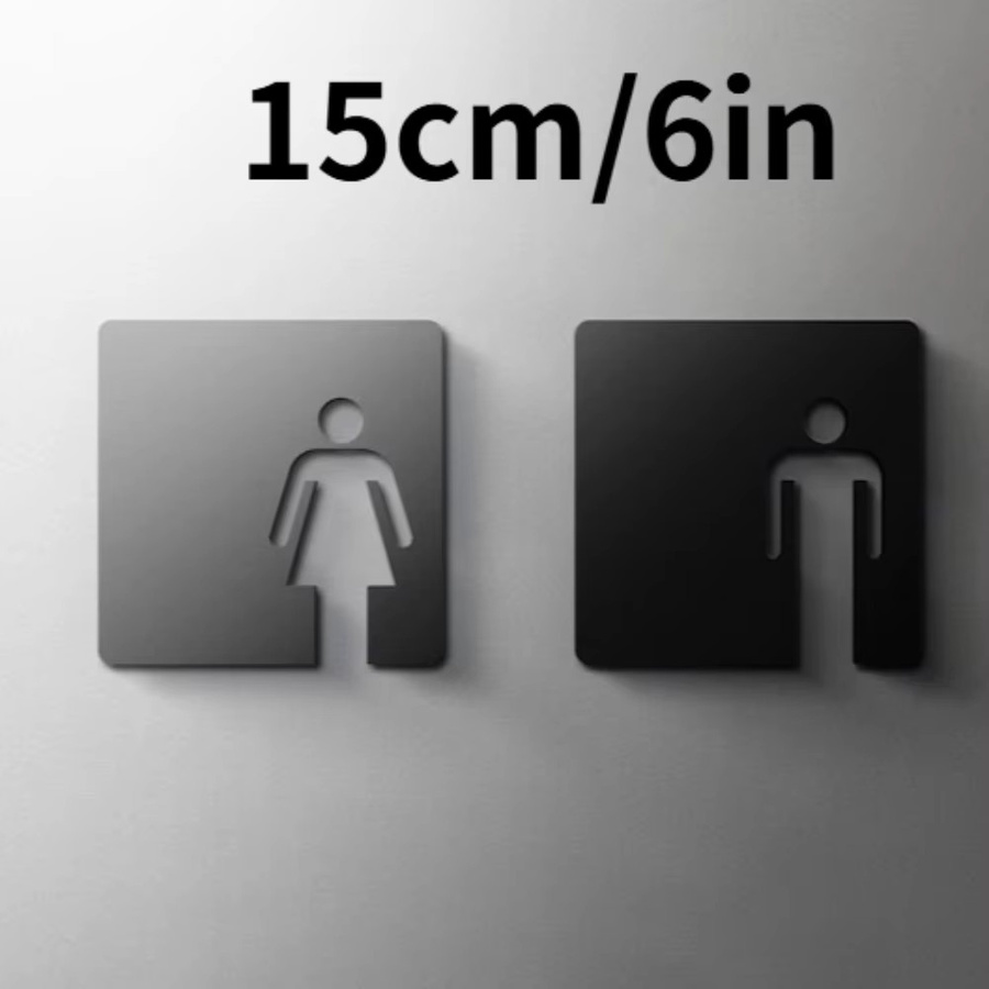 Modernes 3D-Acryl-Toilettenschild von CIFBUY in Schwarz, selbstklebende Toilettentürplakette für professionelle Anwendungen - Bild 2