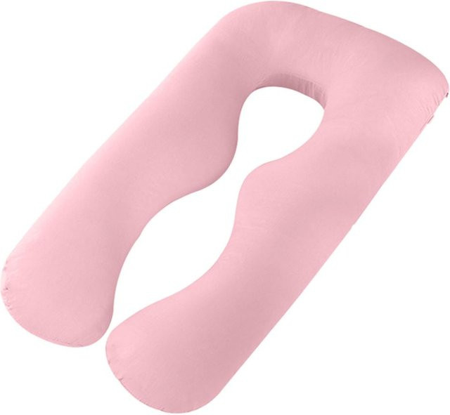 Weiche U-Form Schwangerschaftskissenhülle aus Baumwolle in Rosa, B/T/H: 130 x 70 x 70 cm - Bild 1