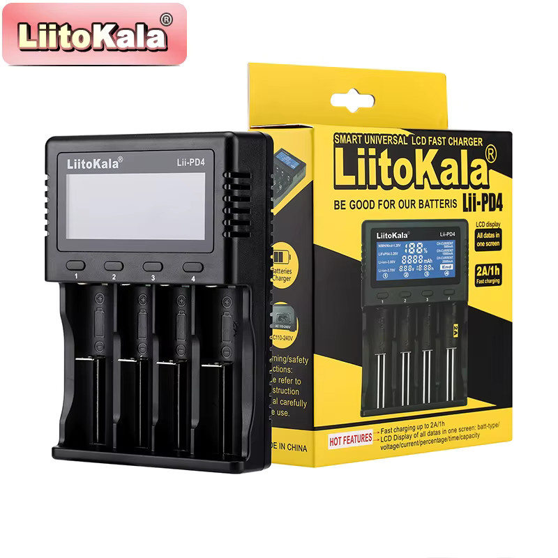 LiitoKala Lii-PD4 AC PD-Ladegerät in Schwarz mit LCD-Display, 4-Bay Schnellladegerät für LiFePO4 3,2V 21700, 18650, AA und AAA mit Mehrfachschutz und automatischer Erkennung - Bild 5