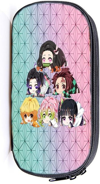 Demon Slayer Kimetsu No Yaiba Federmäppchen mit Kamado Tanjirou und Nezuko Motiv für Kinder und Studenten, buntes Stiftecase aus Polyester - Bild 1