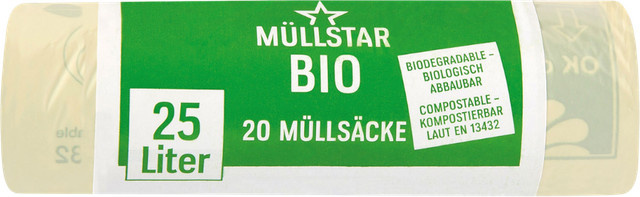 müllstar Bio-Müllsäcke 25 Liter, grün, biologisch abbaubar und kompostierbar, B/H: 50 x 50 cm - Bild 1