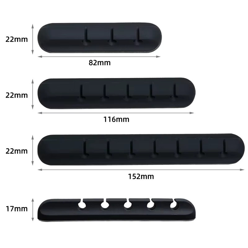 Silikon Kabel Organizer in Schwarz für USB-C Kabel und Desktop Management Clips - Bild 6