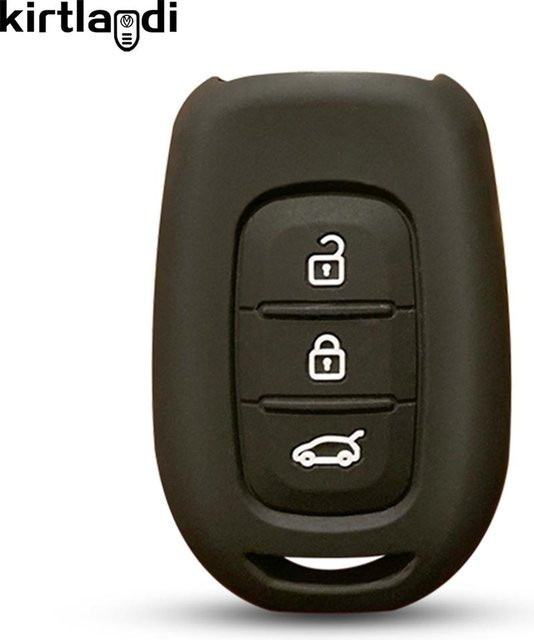 Silikon Fernbedienungsschlüsselhülle für Renault Twingo, Duster, Clio, Logan und Dacia Logan 2021 mit 3 Tasten, Schwarz - Bild 1