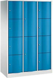 C+P Kombi-Schließfachschrank Resisto mit 3 Abteilen und 10 Fächern, Stahl, Lichtgrau/Lichtblau, B/T/H: 114,8 x 54,0 x 195,0 cm - Bild 1