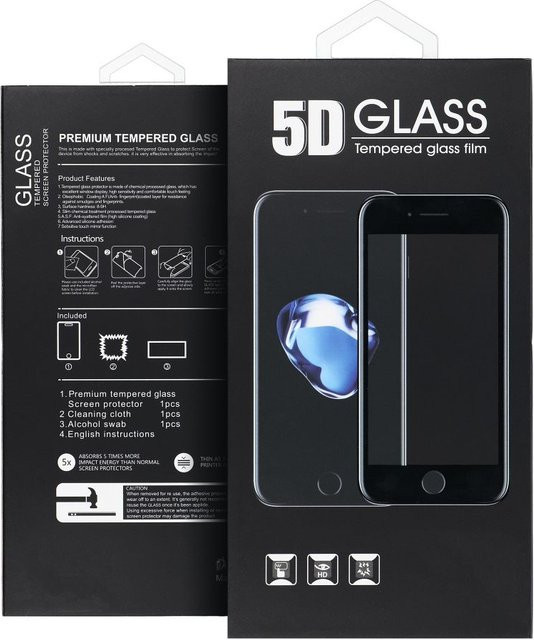 OEM Displayschutzfolie aus gehärtetem Glas für Samsung Galaxy S25+ S936, 5D Full Glue, Schwarz - Bild 1