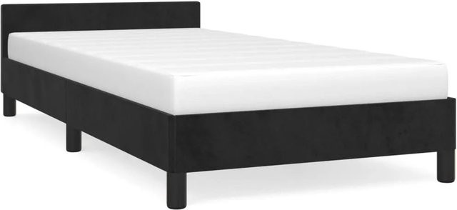 vidaXL Bettgestell mit Kopfteil aus Samt in Schwarz, B/T/H: 90 x 200 x 103 cm - Bild 1