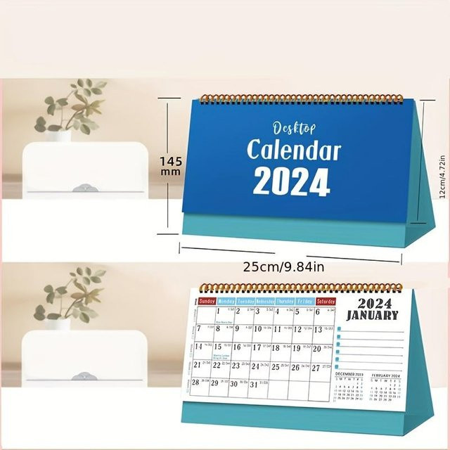 SZ-Damai Tischkalender 2024 Kreativer Jahreskalender und Notizbuchplan in Blau - Bild 1