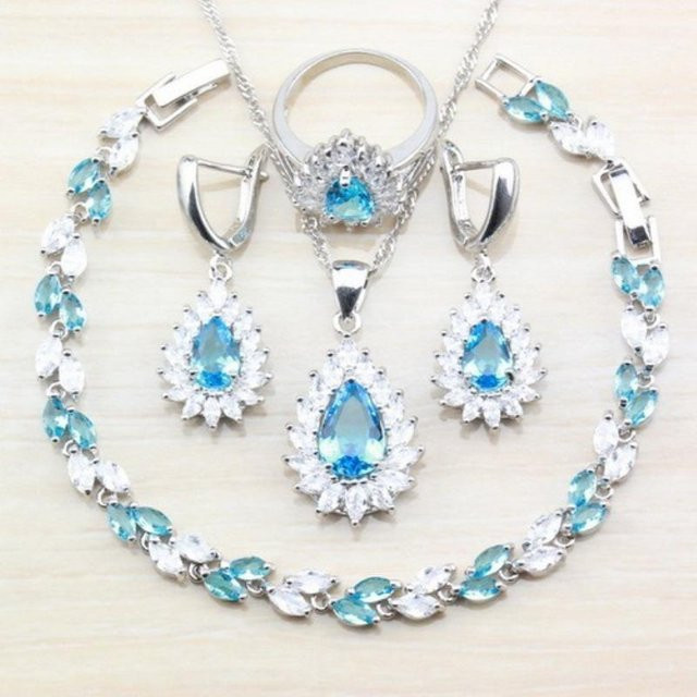 YIRAN Jewelry Schmuck-Set, Kupfer, Blau, Zirkonia, Damen - Bild 1