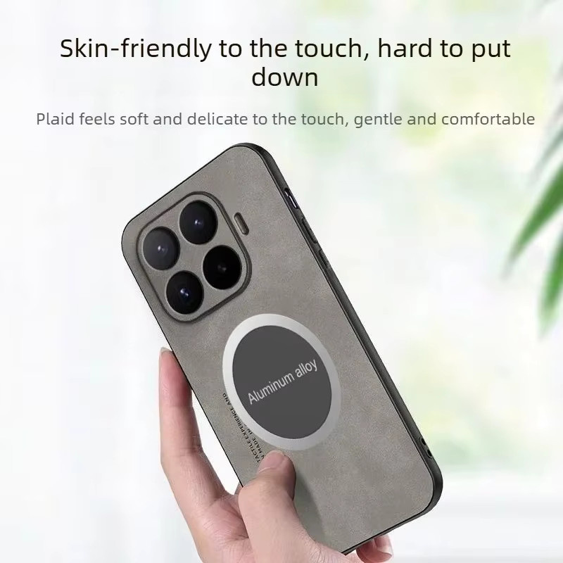 Luxuriöse Magnet-Handyhülle aus Schafsleder für Xiaomi 15/14/13/12/11/T/Pro/Ultra/POCO in Braun mit Vollschutz und Kameraschutz - Bild 1