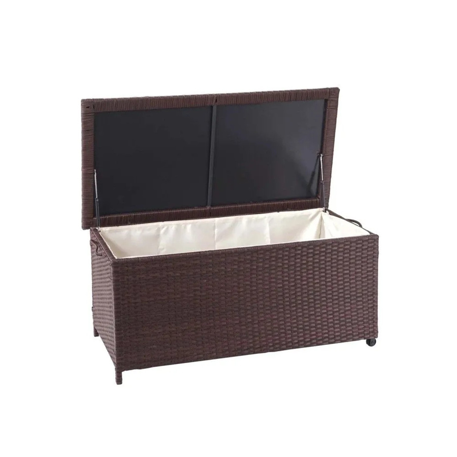 MCW Poly-Rattan Kissenbox D88 in Braun, Gartentruhe mit Rollen, B/T/H: 100 x 51 x 50 cm - Bild 2