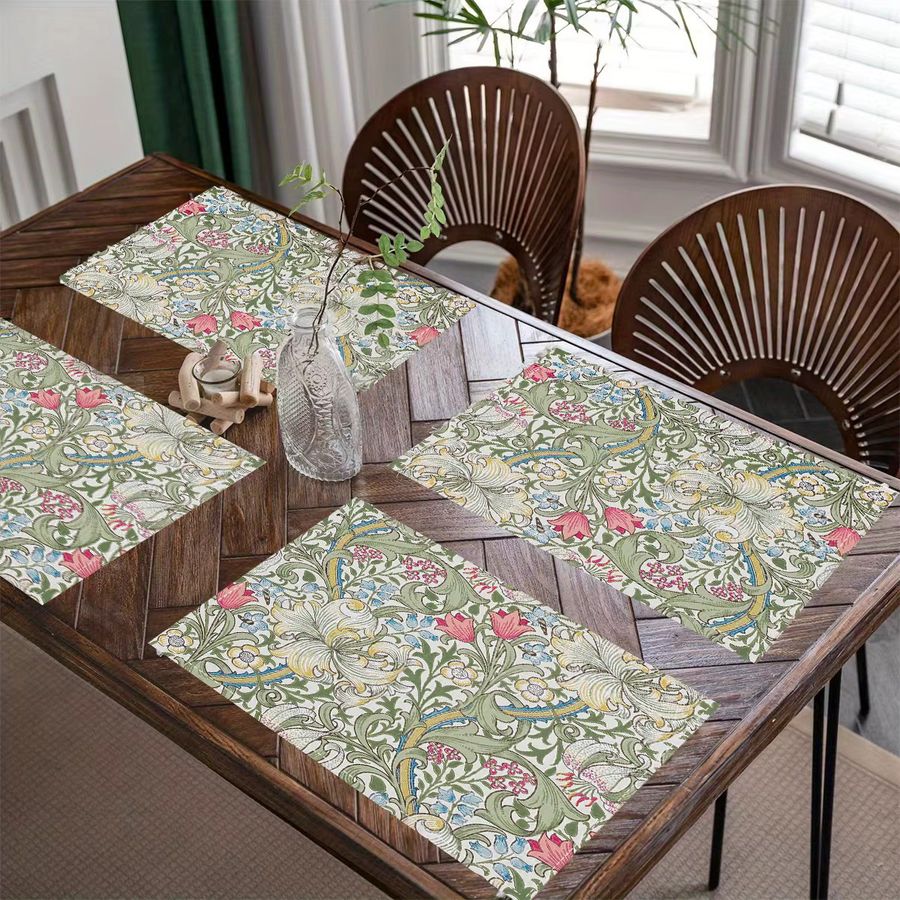 VIKAMA Tischsets im europäischen Vintage-Floral-Design, wasserdicht, ideal für Restaurant und Nachmittagstee - Bild 2