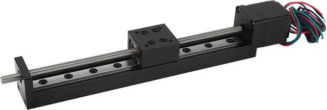 Koogeelife Mini Linearschlitten mit T-Gewindeschraube und 150mm Hub in Schwarz aus Metall - Bild 1
