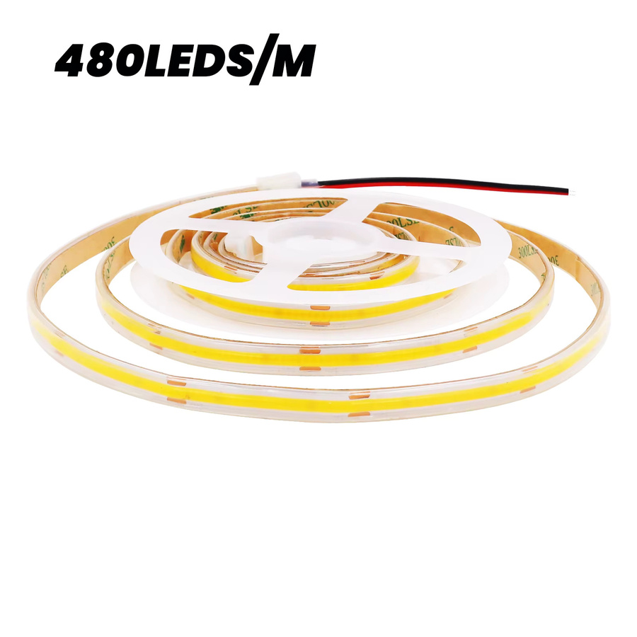 HEGEHE COB LED-Streifen IP67 Wasserdicht mit 480 LEDs pro Meter für TV-Hintergrund und Heimdekoration, Weiß, DC 12V - Bild 2