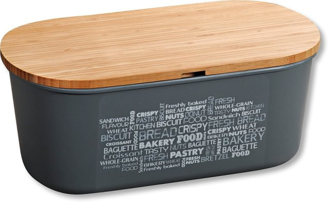 Kesper Brotbox grau mit Schneidebrett aus Bambus B/H/L: 20 x 14,5 x 34 cm - Bild 1