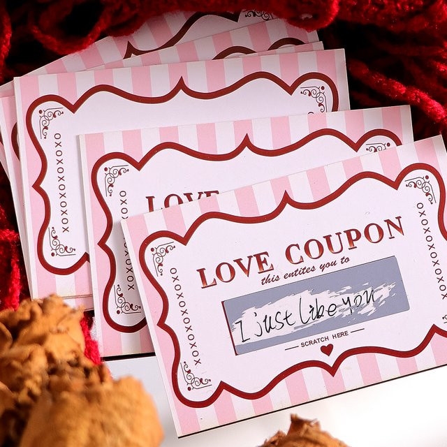 DIY Rubbel-Liebesgutscheine für den Valentinstag in Pink, 10 Stück romantische Gutscheinkarten für Paar-Dateisideen - Bild 1