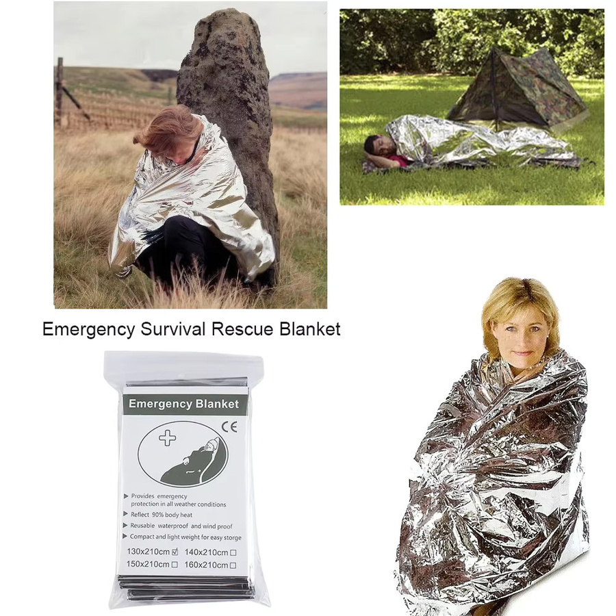 KKJoy Notfall-Folien-Thermodecke Silber, Wasserdicht und Winddicht für Outdoor, Camping und Erste Hilfe - Bild 3