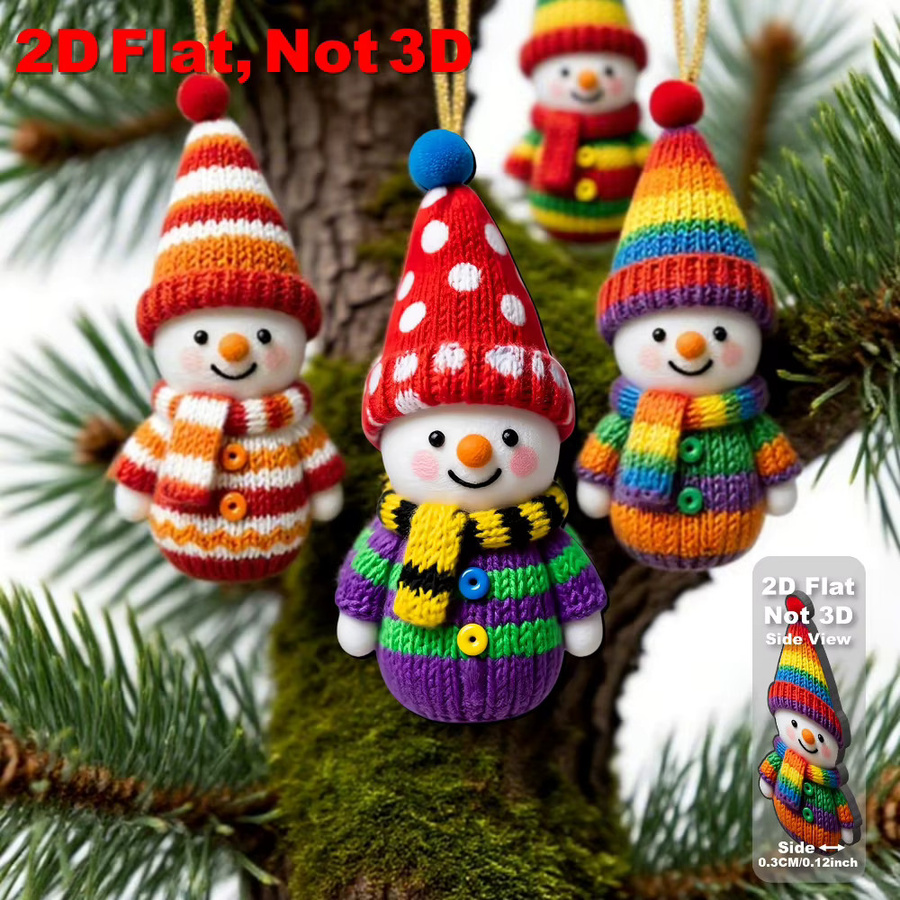 DUTRIEUX 16er Set bunte Schneemann Holzornamente als hängende Weihnachtsbaumdekoration - Bild 3
