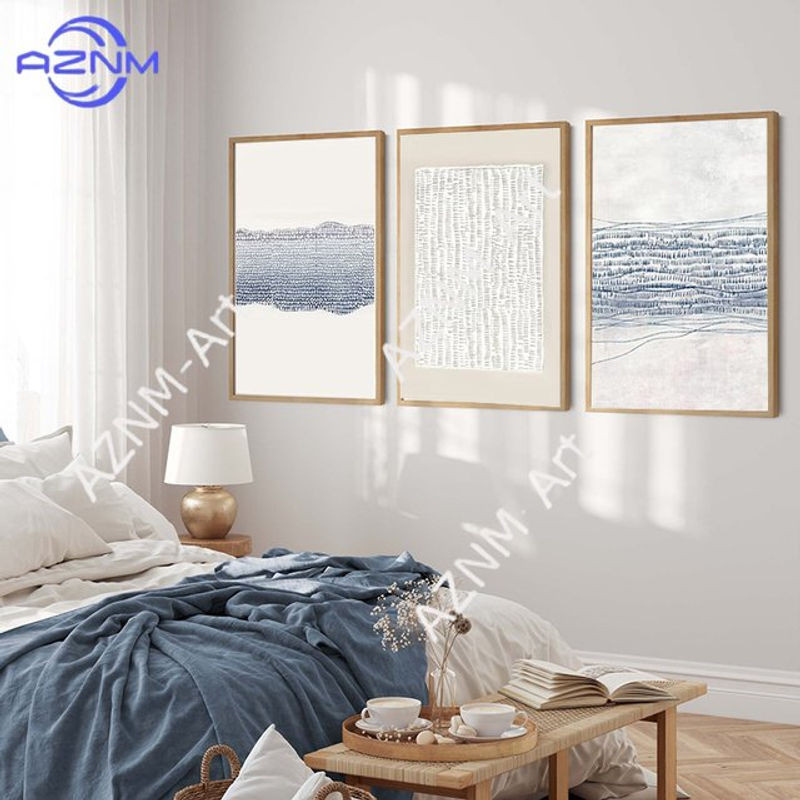 3er-Set abstrakte Illustrationsposter von AZNM in Weiß, minimalistische geometrische Leinwanddrucke für deine Wanddekoration - Bild 1