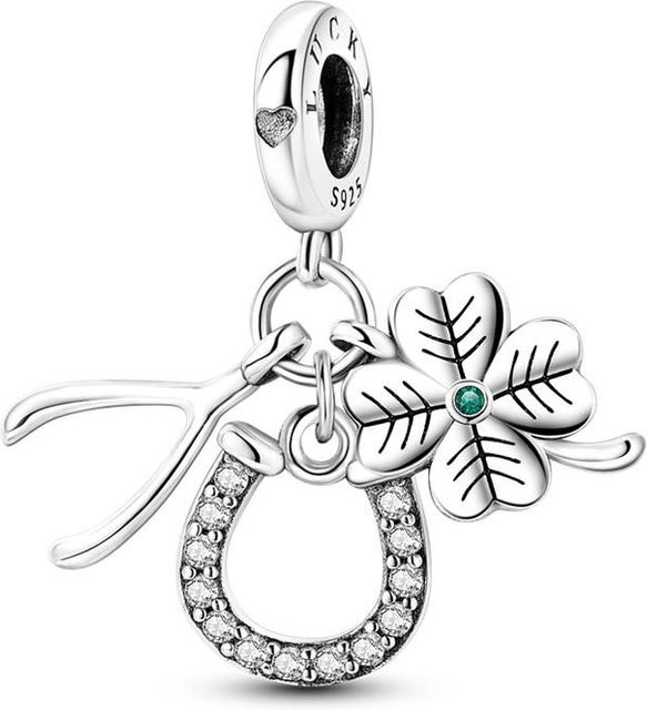 Glücksklee-Anhänger, 925 Silber, Zirkonia, Weiß, Damen - Bild 1