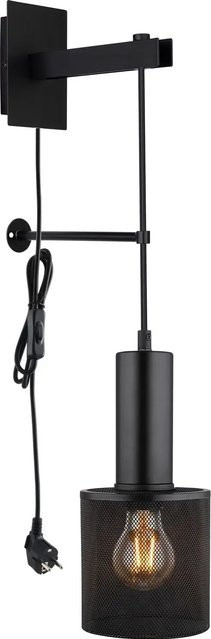 Globo Wandleuchte Schwarz aus Metall mit E27 Fassung B/H: 12 x 60 cm - Bild 1