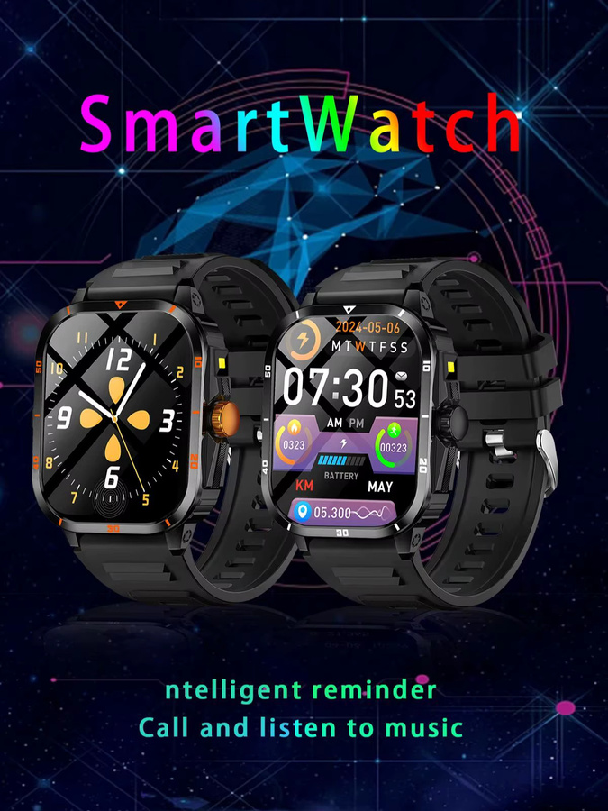 SIMSONLAB Smartwatch, 2,01 Zoll, Schwarz, Silikon, Herren - Bild 7