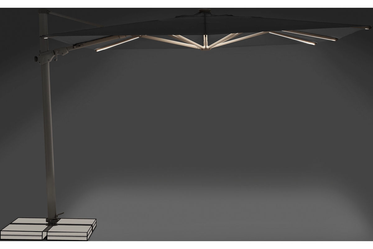 Suncomfort by Glatz Ampelschirm Varioflex Solar LED in Stone Grey, B/T: 300 x 300 cm - Bild 3