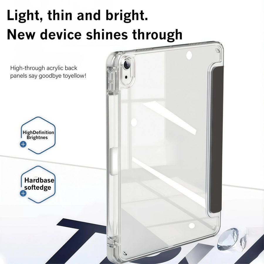 Chenxiaotong Schutzhülle für iPad 10.2 Zoll (2019-2021) mit Stifthalter und Y-Ständer, transparent/schwarz - Bild 4
