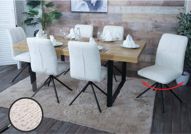 6er-Set MCW Esszimmerstühle N99 in Beige, drehbar mit Auto-Return Funktion, moderner Stoffbezug mit Öko-Tex Zertifizierung - Bild 1