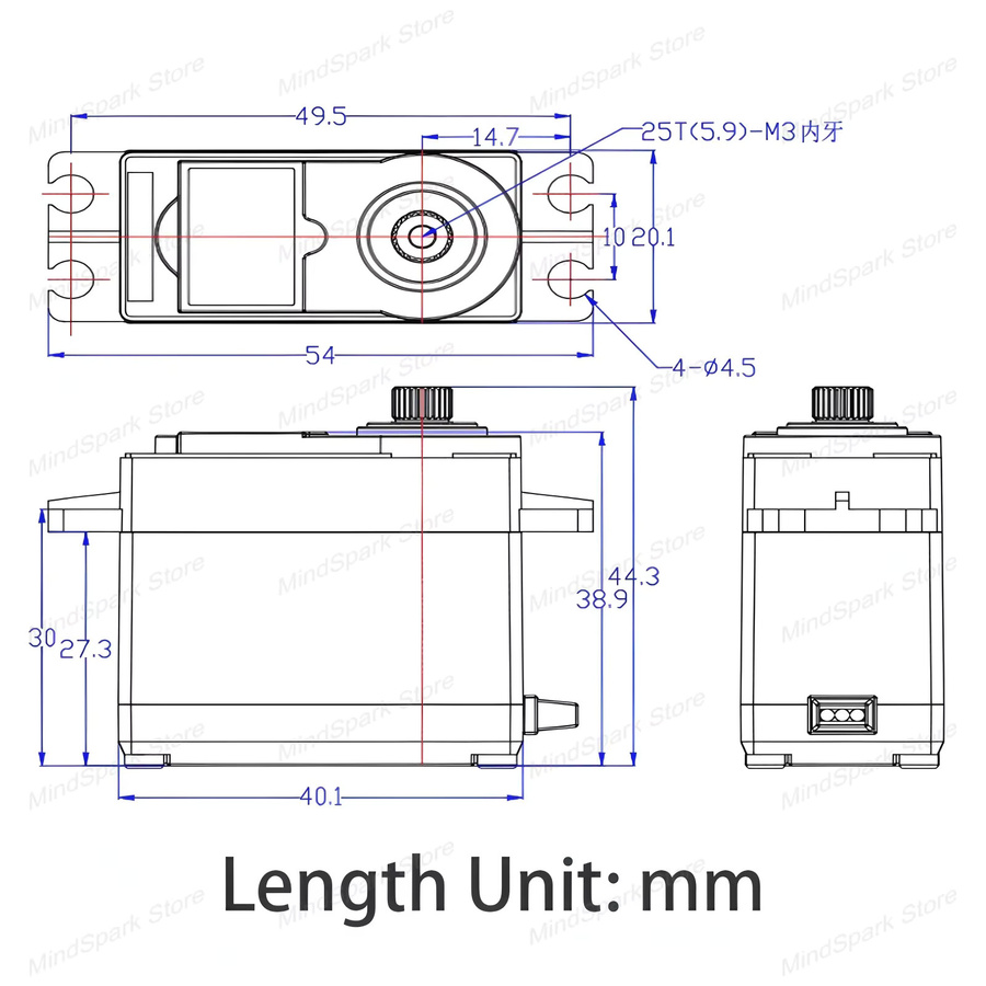 wishiot Digitales Servo 15 kg, mit Positionsrückmeldung, Kupfer-Getriebekernmotor, 300 Grad - Bild 2