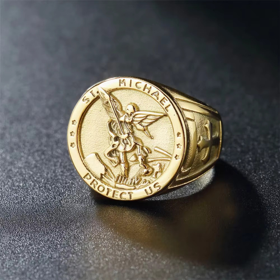 TOGA PULLA Ring, Edelstahl, Vintage, Engel Michael, Unisex - Bild 1