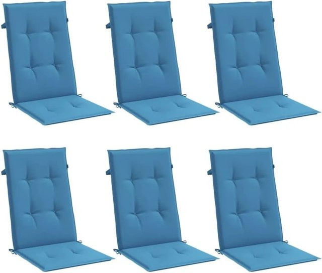 vidaXL Hochlehner-Auflagen 4er-Set Melange Blau aus Polyester, B/T/H: 120 x 50 x 4 cm - Bild 1