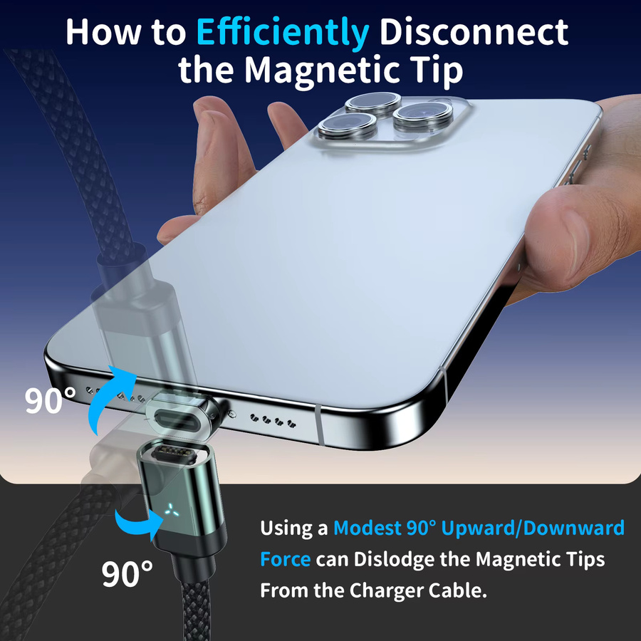 Magnpter Magnetisches USB-C zu USB-C Schnellladekabel und Lightning Datenkabel in Schwarz - Bild 5