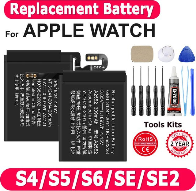 XDOU Ersatzakku für Apple Watch Serie SE 4 5 6 GPS und LTE Modelle 40 mm und 44 mm - Bild 1
