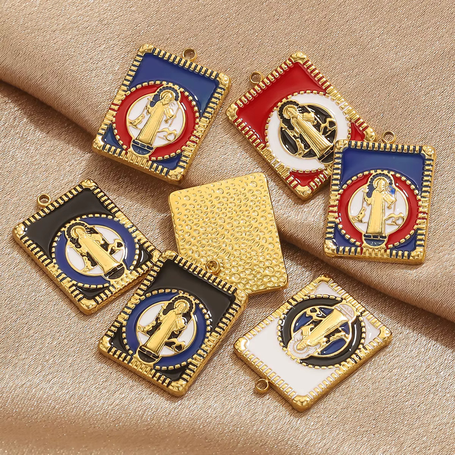 Anhänger Edelstahl, Emaille, Jungfrau, Madonna Charms, Damen - Bild 4