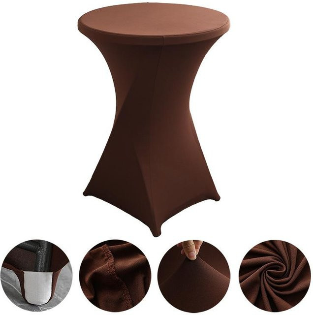 ChicFashion 5er Set Runde Stretch Tischdecke aus Spandex für Cocktailtische, Kaffeebraun, Durchmesser: 60 cm, Höhe: 110 cm - Bild 1