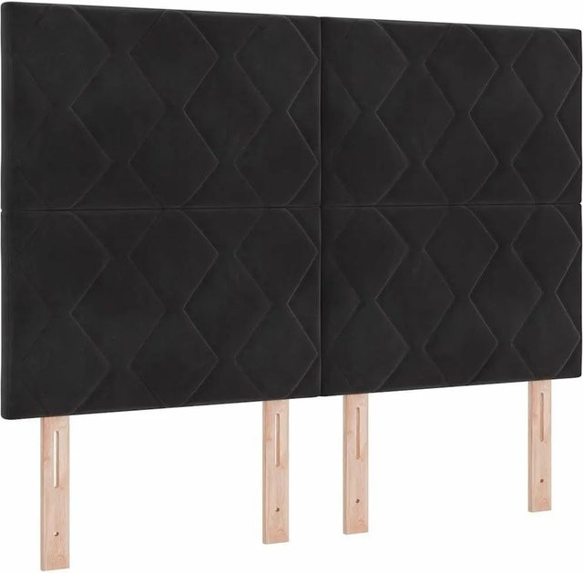 vidaXL Kopfteil aus Samt in Schwarz mit geometrischem Design, Breite: 144 cm, Höhe: 118 cm - Bild 1