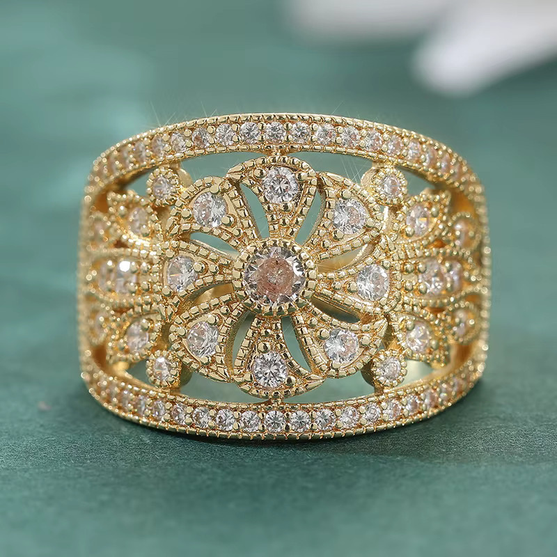 YoYo Blumen-Hohlbandringe, Gold, Zirkonia, Damen - Bild 2