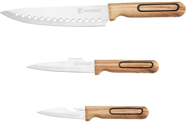 BERGNER Multifunktionsmesser-Set CHARCOAL in Silber und Schwarz aus Edelstahl, 3-teilig - Bild 1