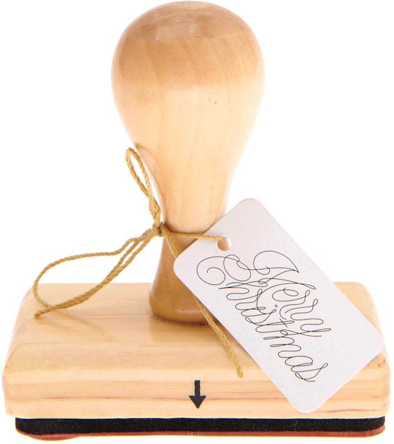 Rico Design Weihnachtsstempel Merry Christmas aus Holz B: 7,5 cm, T: 4 cm - Bild 1