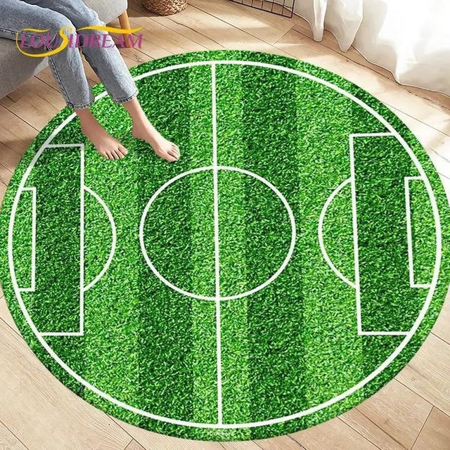 Runder Fußball Teppich mit 3D Cartoon Design von Living Need Y für Kinder, Waschbar und Rutschfest, Durchmesser: 60 cm - Bild 1