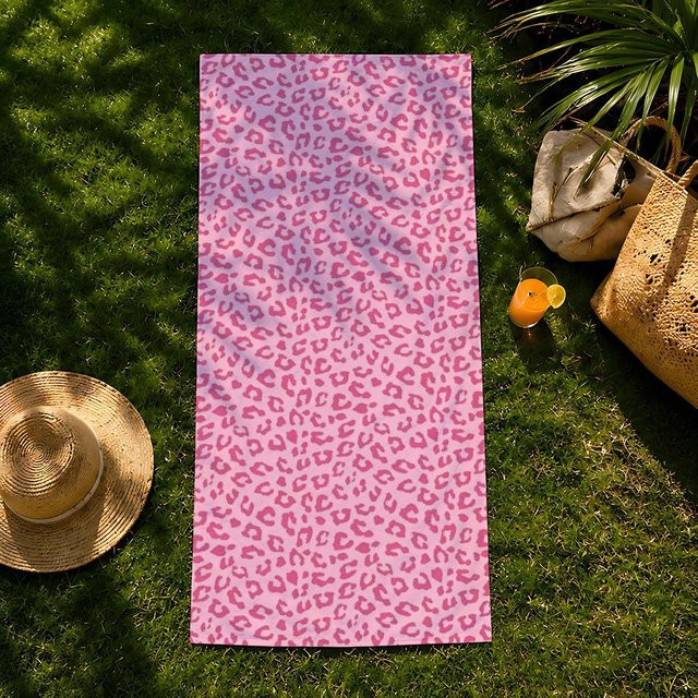JMG Household Supplies Schnelltrocknendes Mikrofaser Handtuch mit Leopard-Print in Pink, B/H: 35 x 60 cm - Bild 1