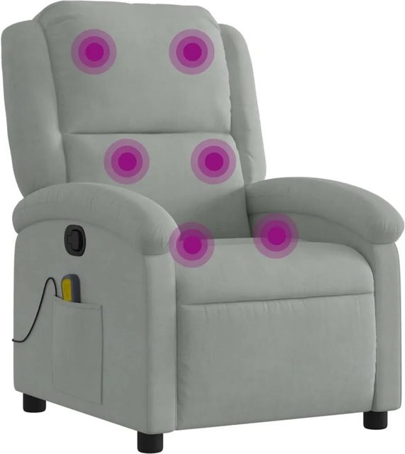 vidaXL Massagesessel Modell 1 aus Samt in Hellgrau mit Armlehnen - Bild 1