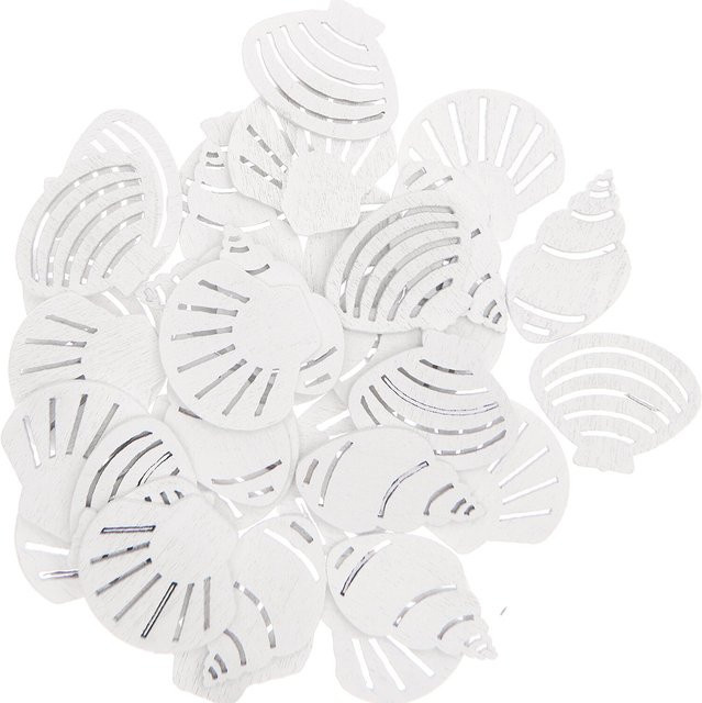 Rico Design Holzstreu Muscheln in Weiß, 36 Stück für maritimes Tischdekor - Bild 1