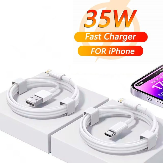 Resbyer USB-C Schnellladekabel 35 W in Weiß für iPhone 13 12 11 Pro Max XR SE und weitere Modelle zur Datensynchronisierung - Bild 1